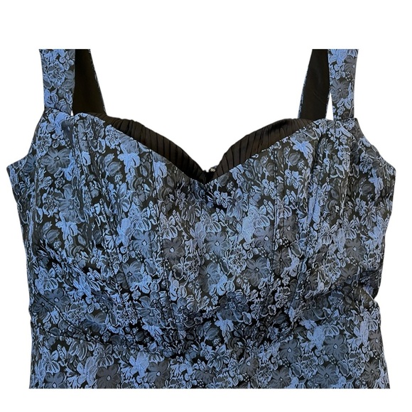 Lulus Size Large Blue Jacquard Floral Mini Cocktail Bustier Sleeveless Dress - Picture 5 of 12
